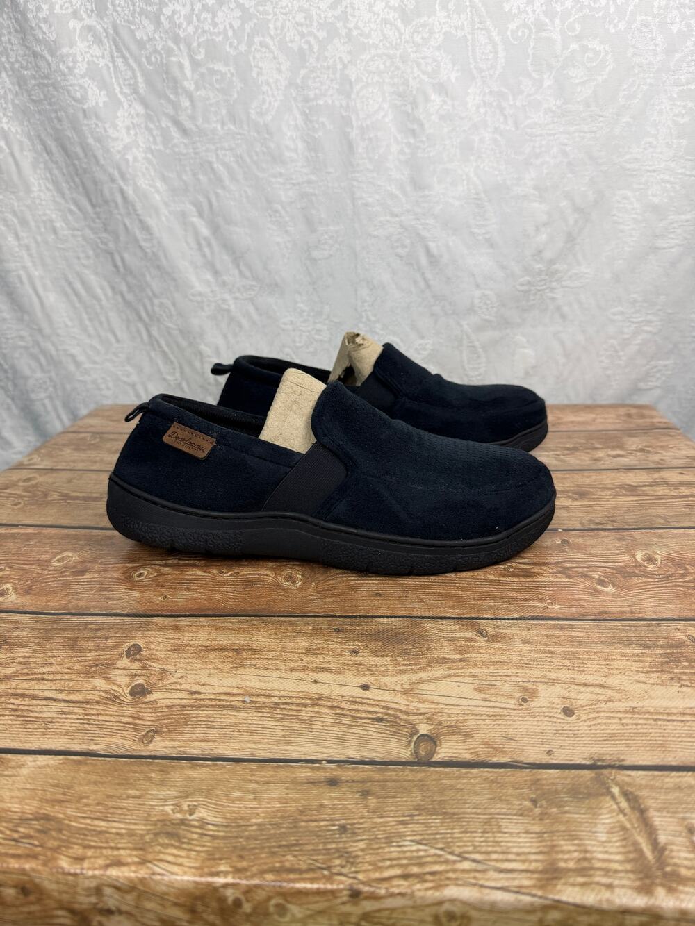 Dearfoams Men's Slippers Size 9-10 Navy Blue Slip On Memory Foam Casual Shoes